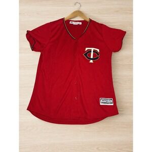 Majestic Minnesota Twins Red Button Front Baseball Jersey Womens Adult Small L